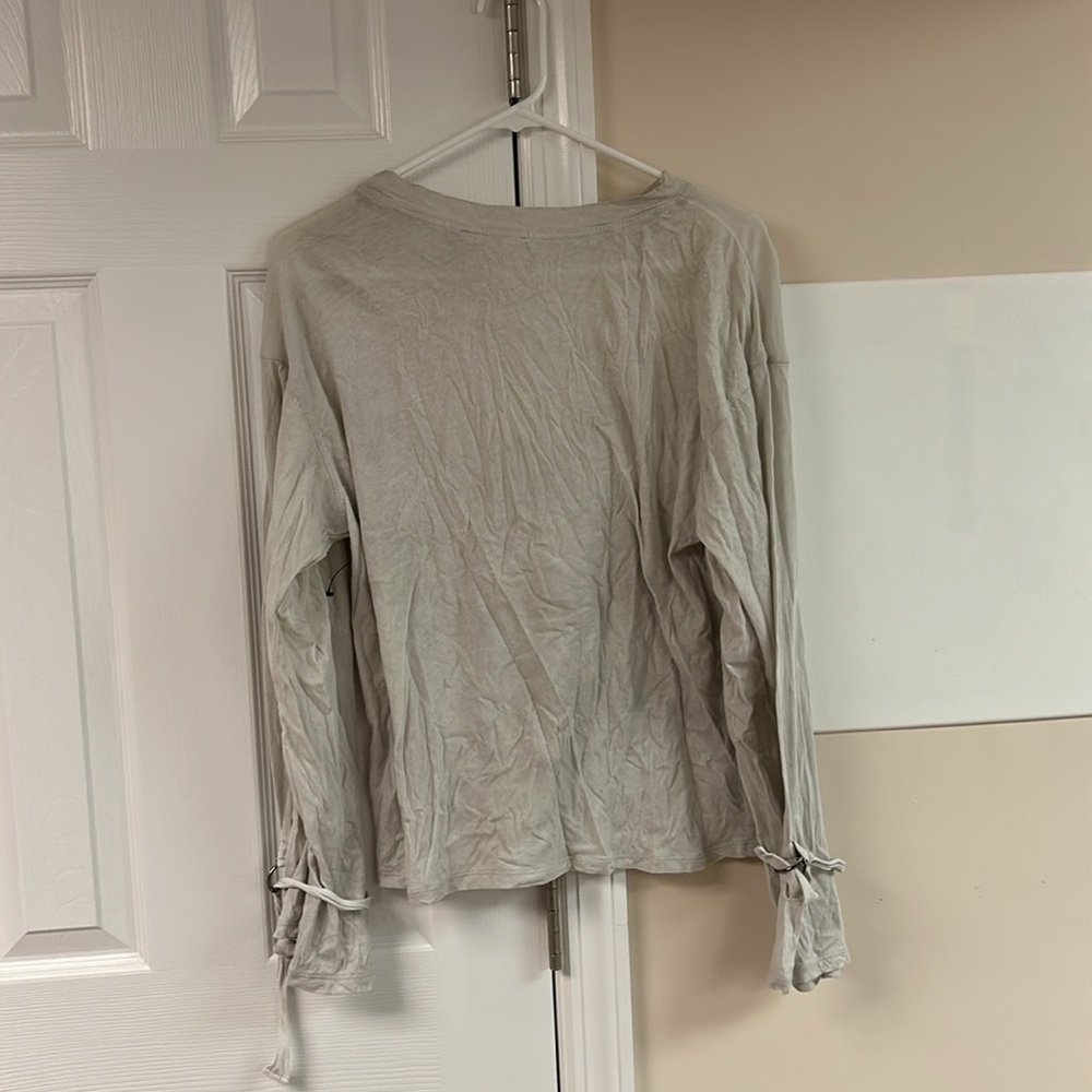 White Crow Long Sleeves Top with Tie Sleeves - Picture 3 of 7